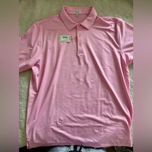 Peter Millar Size XL Men Pink Stripe Summer Comfort Jersey Polo